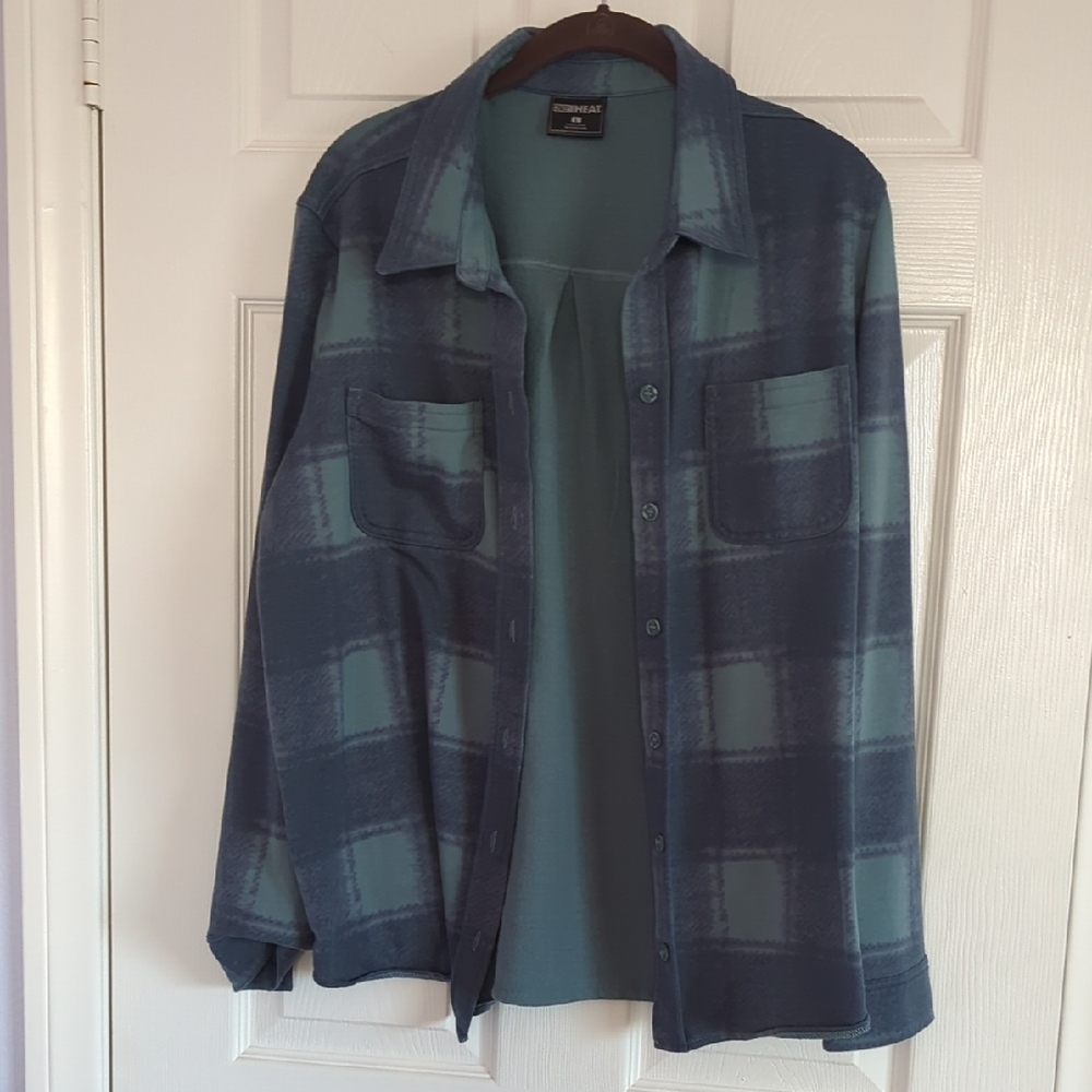 32 Degrees Women's Blue and Teal Button Down Shirt
